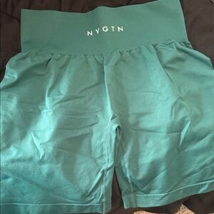 NVGTN Green Seamless Thick Waist band Women's Gym Shorts